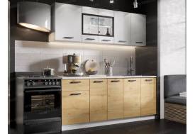 Кухонный гарнитур Хозяюшка ЛДСП 2000 белый гладкий/дуб вотан