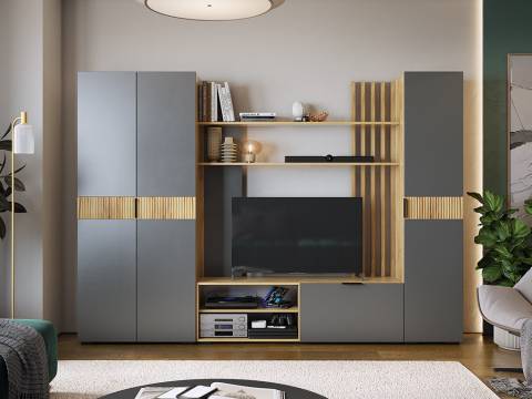 Гостиная Бери дуб крафт золотой/графит