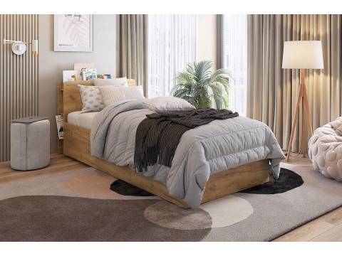 Кровать с подъемным механизмом Юниор дуб крафт золотой