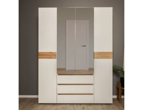 Шкаф четырехдверный 1600 Лотос с зеркалом Дуб крафт