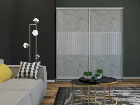 Шкаф-купе Светлана широкая рельефная вставка МДФ Каспий светлый