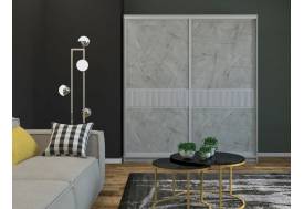 Шкаф-купе Ксения 1400 узкая рельефная вставка МДФ Каспий светлый