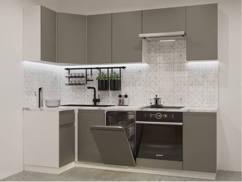 Кухонный гарнитур арт 24 Лайн Обсидиан 1000х2450 мм