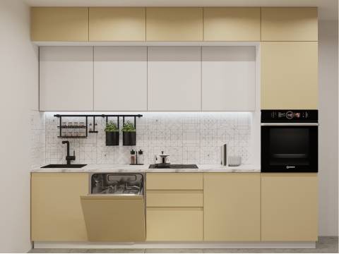 Кухонный гарнитур арт 52 Лайн Стамбул Тальк 3000 мм