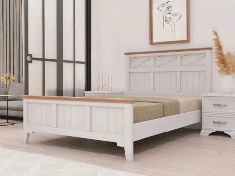 Кровать Грация-5 1600 Белый античный с карнизом Сосна