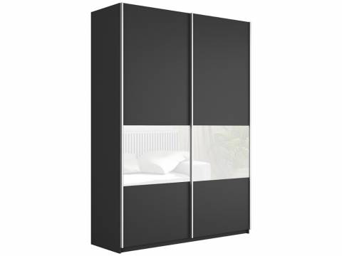 Шкаф-купе Прайм 2-х дверный ДСП/вставки Стекло Белое Серый Диамант
