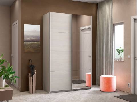 Шкаф-купе Прайм 2-х дверный 1400 Зеркало/ДСП Ясень Анкор Светлый