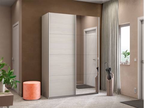 Шкаф-купе Прайм 2-х дверный 1600 Зеркало/ДСП Ясень Анкор Светлый