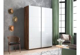 Шкаф-купе Прайм 2-х дверный 1400 Стекло Белое Крафт табачный