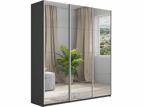Шкаф-купе Прайм 3-х дверный 1800 три зеркала Серый Диамант