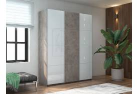 Шкаф-купе Прайм Широкий 3-х дверный два белых стекла/ДСП Бетон