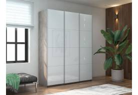 Шкаф-купе Прайм Широкий 3-х дверный три белых стекла Бетон