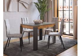 Стол обеденный раздвижной Гермес 2 графит/дуб крафт золотой