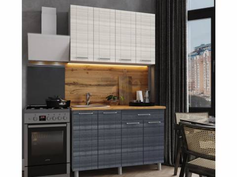 Кухня Лига 1200 МДФ Сандал Белый/Сандал Серый без столешницы