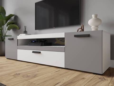 Тумба под ТВ ТВМ-8 белый/серый графит