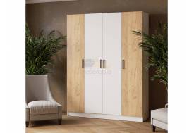 Шкаф комбинированный Ларс 1600 без зеркал белый/дуб крафт золотой