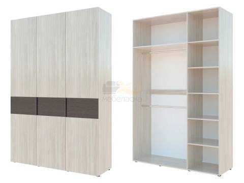 Шкаф комбинированный с полками справа и 2 штангами Гранд ГШК/2-23-15-333