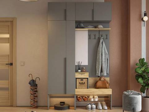 Прихожая Баско комплект К6 с антресолями графит