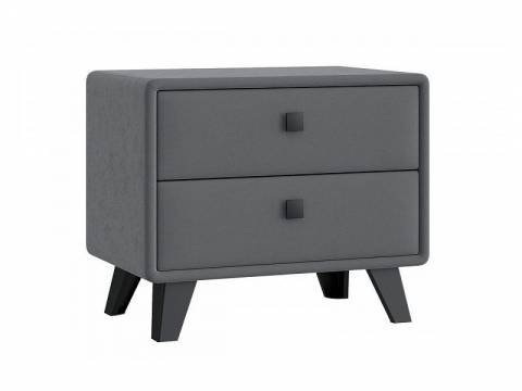 Тумба Николь широкая 2 ящика микровелюр серый