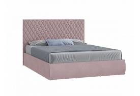 Кровать Стелла с ПМ 1400х2000 мм микровелюр розовый