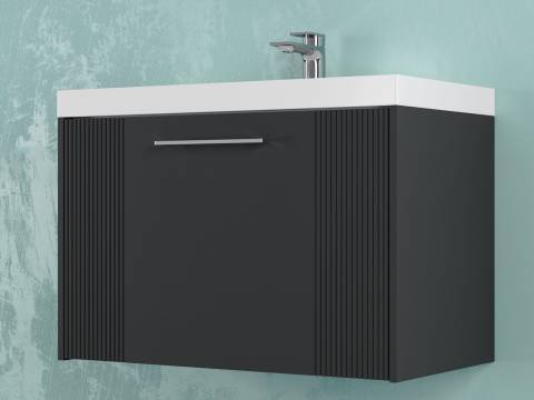 Тумба Альба 80 подвесная 1 ящик раковина Комфорт 80 антрацит