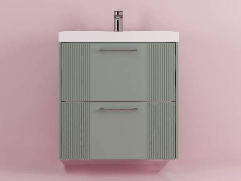 Тумба Альба 70 подвесная 2 ящика раковина Слим 70 мята