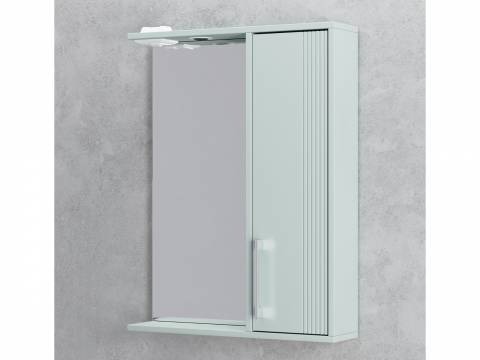 Шкаф-зеркало Альба 80 со светильником правый мята