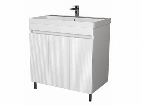 Тумба Куба Риф 80 напольная 3 двери белый раковина Слим 80