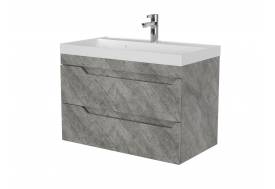 Тумба Леон 60 подвесная 2 ящика раковина Слим 60 оникс