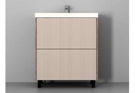 Тумба Рица 80 напольная 2 ящика раковина Комфорт 80 cерый/керамика