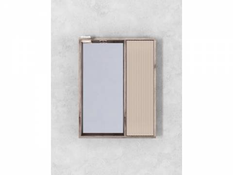 Шкаф-зеркало Рица 80 со светильником правый cерый/керамика