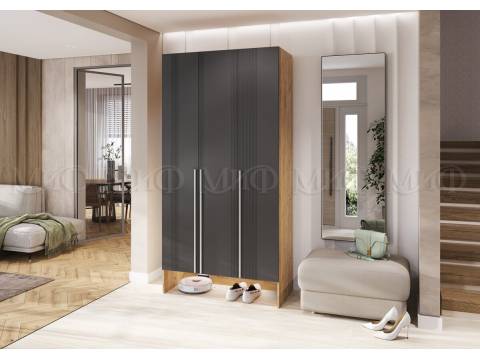 Прихожая Луна шкаф 3-х створчатый Графит, Дуб Крафт