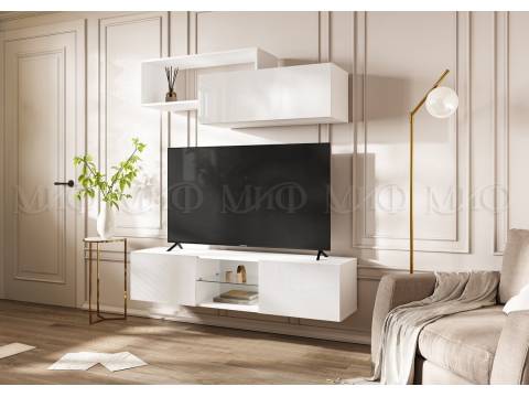 Гостиная навесная Норд Белый глянец, Белый