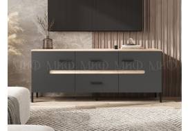 Тумба ТВ (металл) Ким Графит Софт, Дуб Сонома