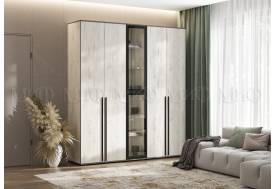 Шкаф с витриной Норд Дуб Крафт Белый