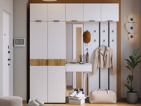 Прихожая Мебельсон К35 дуб крафт золотой/белое дерево