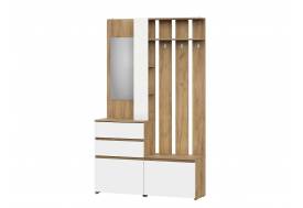 Вешалка с зеркалом Некст 1 Дуб Золотой/Белый