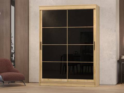 Шкаф-купе Гранд-1 1600 Дуб Вотан-двери Лакобель черный