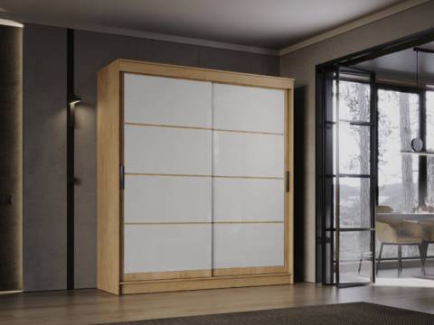 Шкаф-купе Гранд-1 2000 Дуб Вотан-двери Лакобель белый