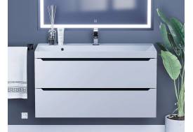 Тумба с раковиной Uperwood Tanos матовая белая/графит 100 см