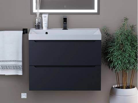 Тумба с раковиной Uperwood Tanos матовая черная 70 см