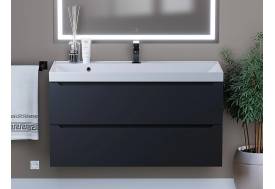 Тумба с раковиной Uperwood Tanos матовая черная 100 см