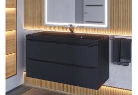 Тумба с раковиной Uperwood Tanos-Classic Quartz черная/уголь 100 см