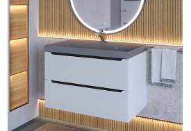 Тумба с раковиной Uperwood Tanos-Classic Quartz белая графит/бетон 80 см