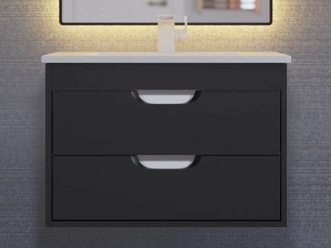 Тумба с раковиной Uperwood Modul матовая черная 65 см