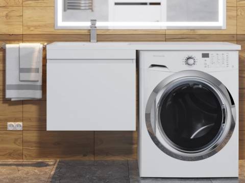 Тумба с раковиной Uperwood Magenta 60-120 см подвесная белая выдвижной ящик левая