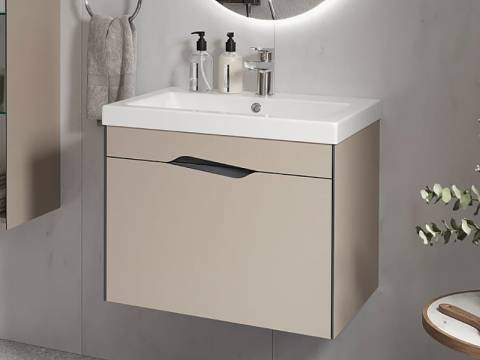 Тумба под раковину Krona 600-0-1 Como навесная серый камень