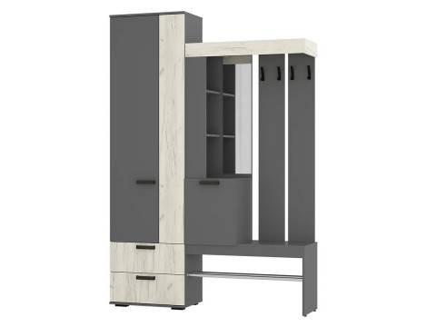 Прихожая Трамп Графит/дуб крафт белый