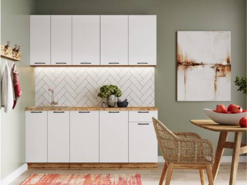 Кухонный гарнитур Валерия 1800 мм МДФ Вотан/Белый