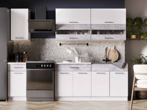 Кухонный гарнитур Ингрид ЛДСП 2000 мм Белый-Бетон